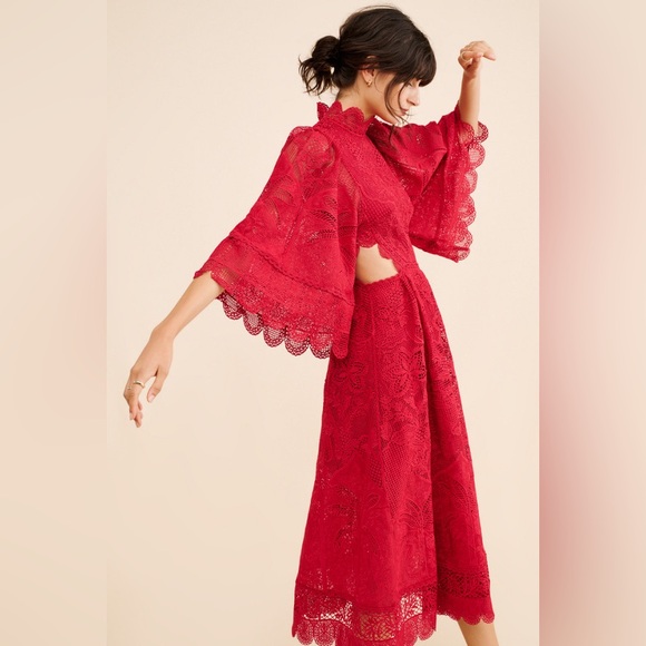 FARM Rio Dresses & Skirts - FARM Rio Red Lace Midi Dress